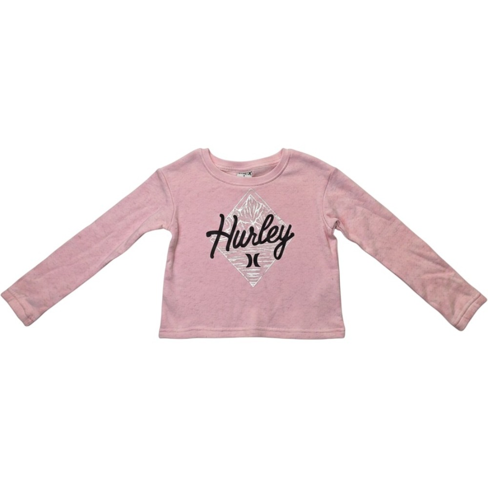Hurley Sweatshirt Kids Size 6 Pink New Graphic Logo Long Sleeve Fleece Top